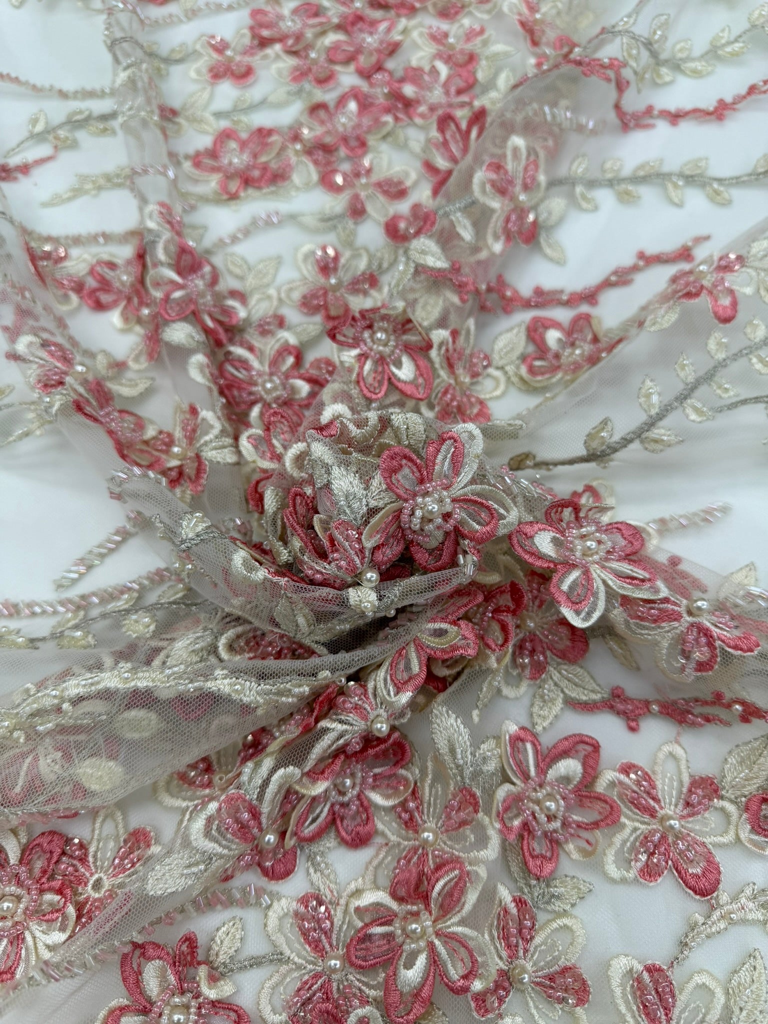 ML 159 3D Floral Embroidered and Beaded Lace