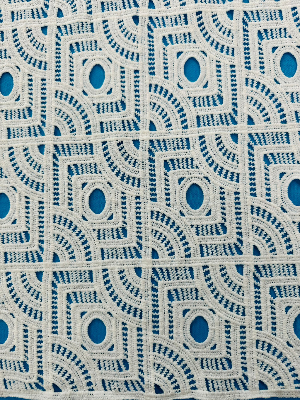 ML117 OFF WHITE Geometric Lace Guipiure / Chemical Lace Embroidery