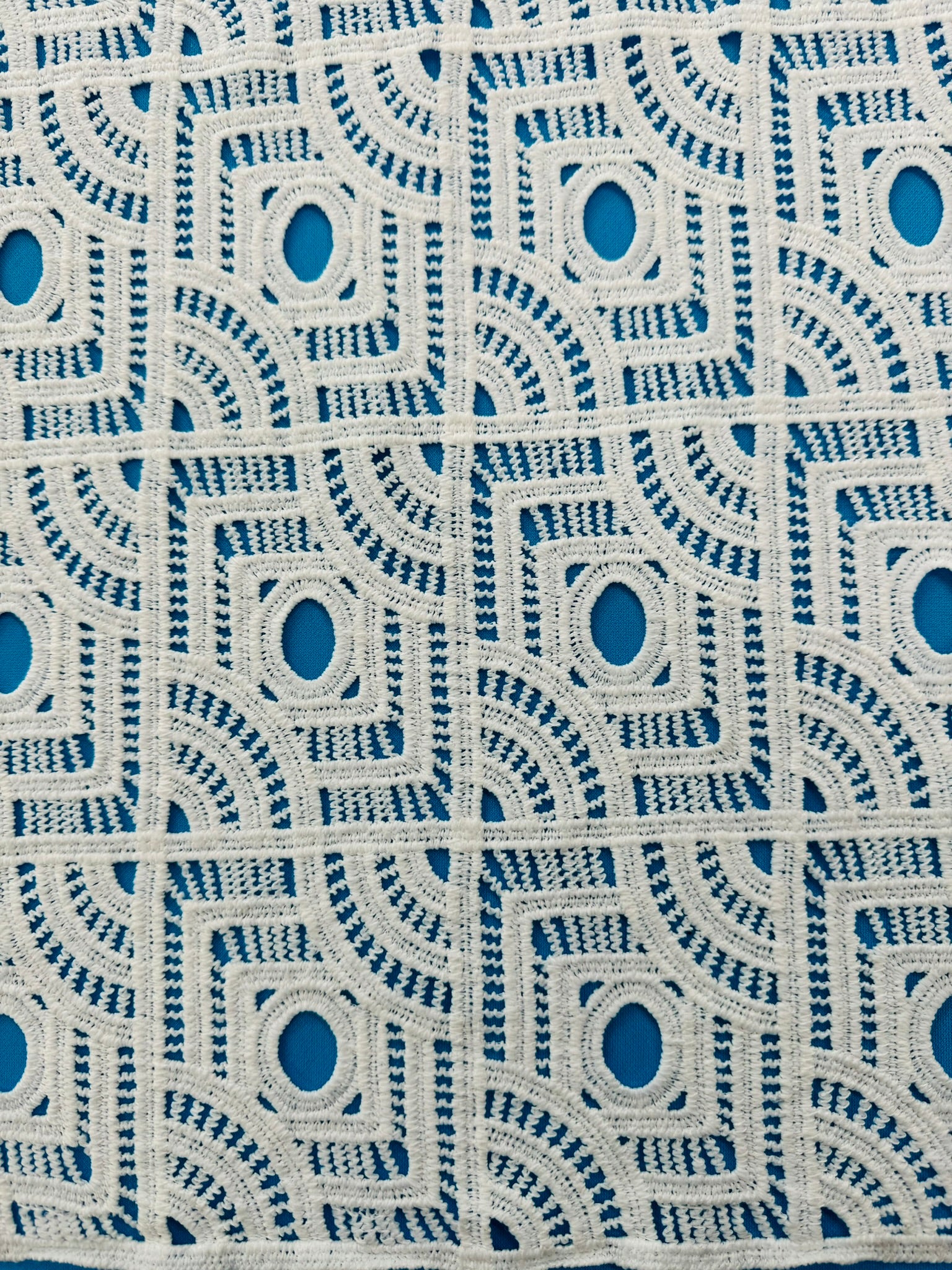 ML117 OFF WHITE Geometric Lace Guipiure / Chemical Lace Embroidery