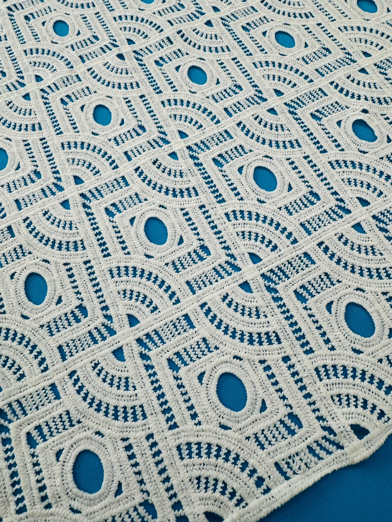 ML117 OFF WHITE Geometric Lace Guipiure / Chemical Lace Embroidery