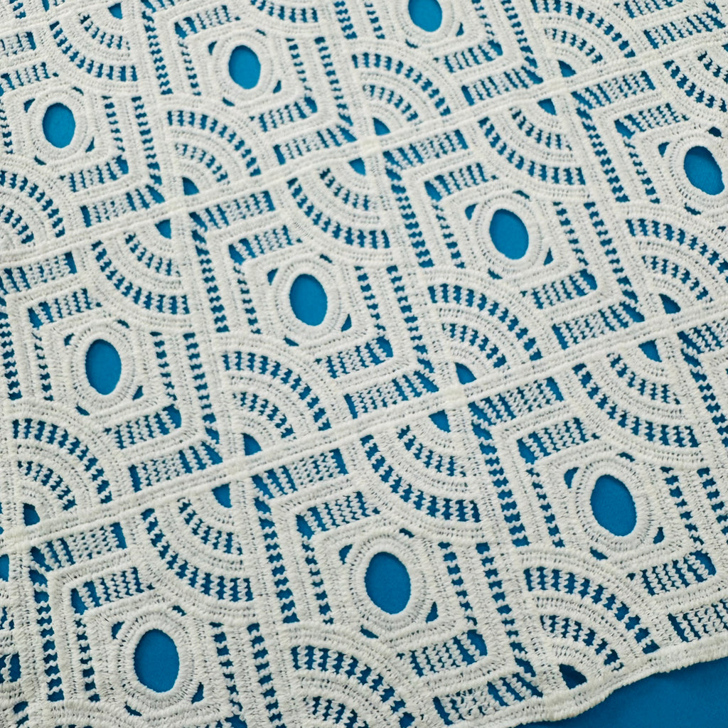 ML117 OFF WHITE Geometric Lace Guipiure / Chemical Lace Embroidery