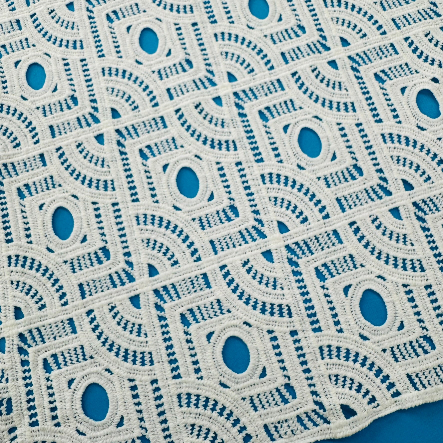 ML117 OFF WHITE Geometric Lace Guipiure / Chemical Lace Embroidery