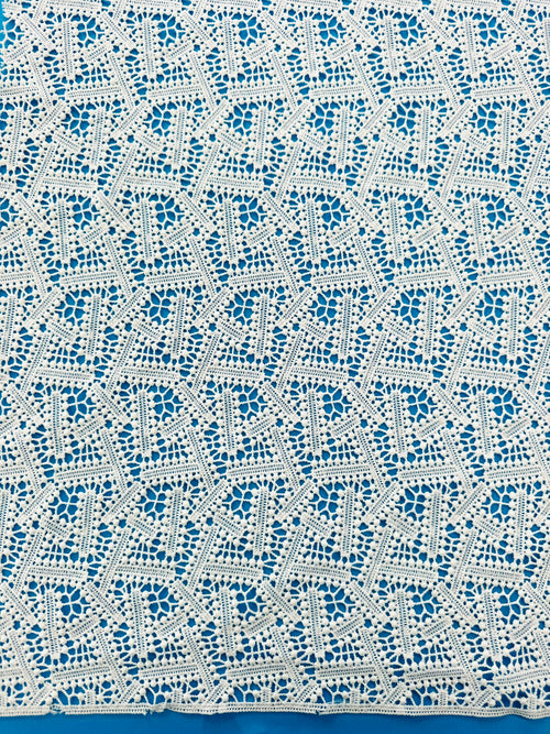 ML115 OFF WHITE Geometric Lace Guipiure / Chemical Lace Embroidery