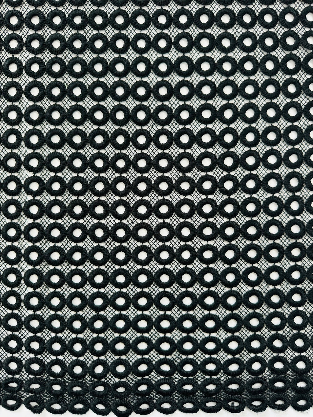 ML114 BLACK Circles Abstract Lace Guipiure / Chemical Lace Embroidery