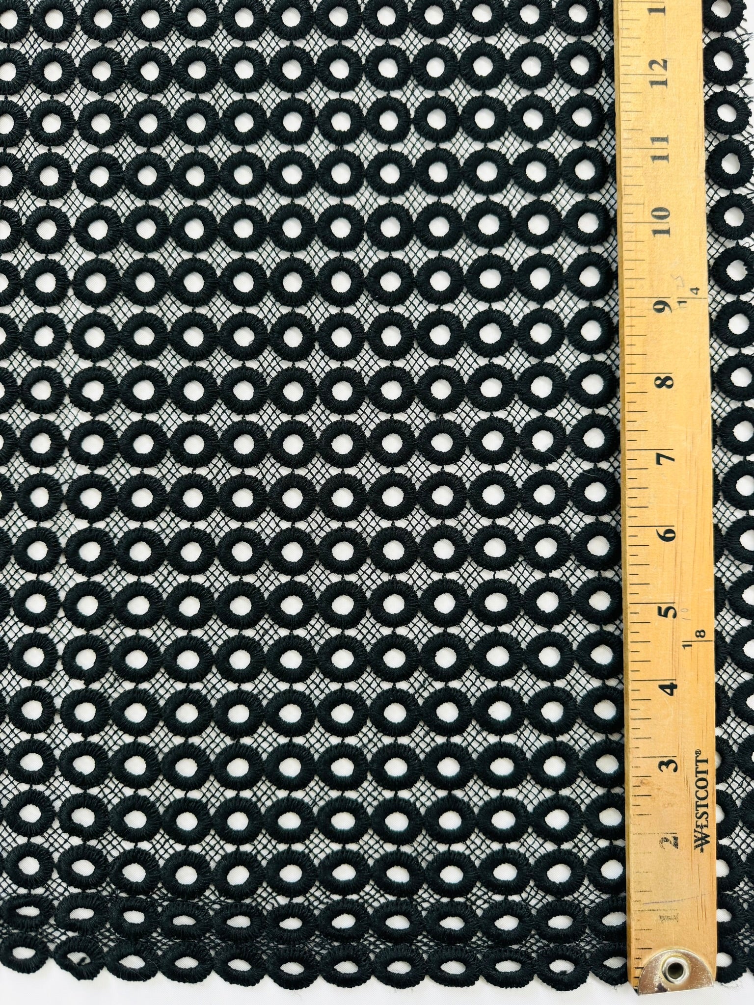 ML114 BLACK Circles Abstract Lace Guipiure / Chemical Lace Embroidery