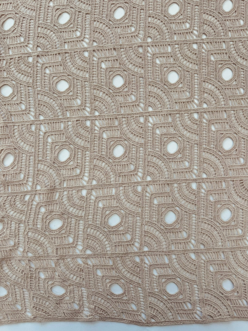 ML117 TAUPE Geometric Lace Guipiure / Chemical Lace Embroidery