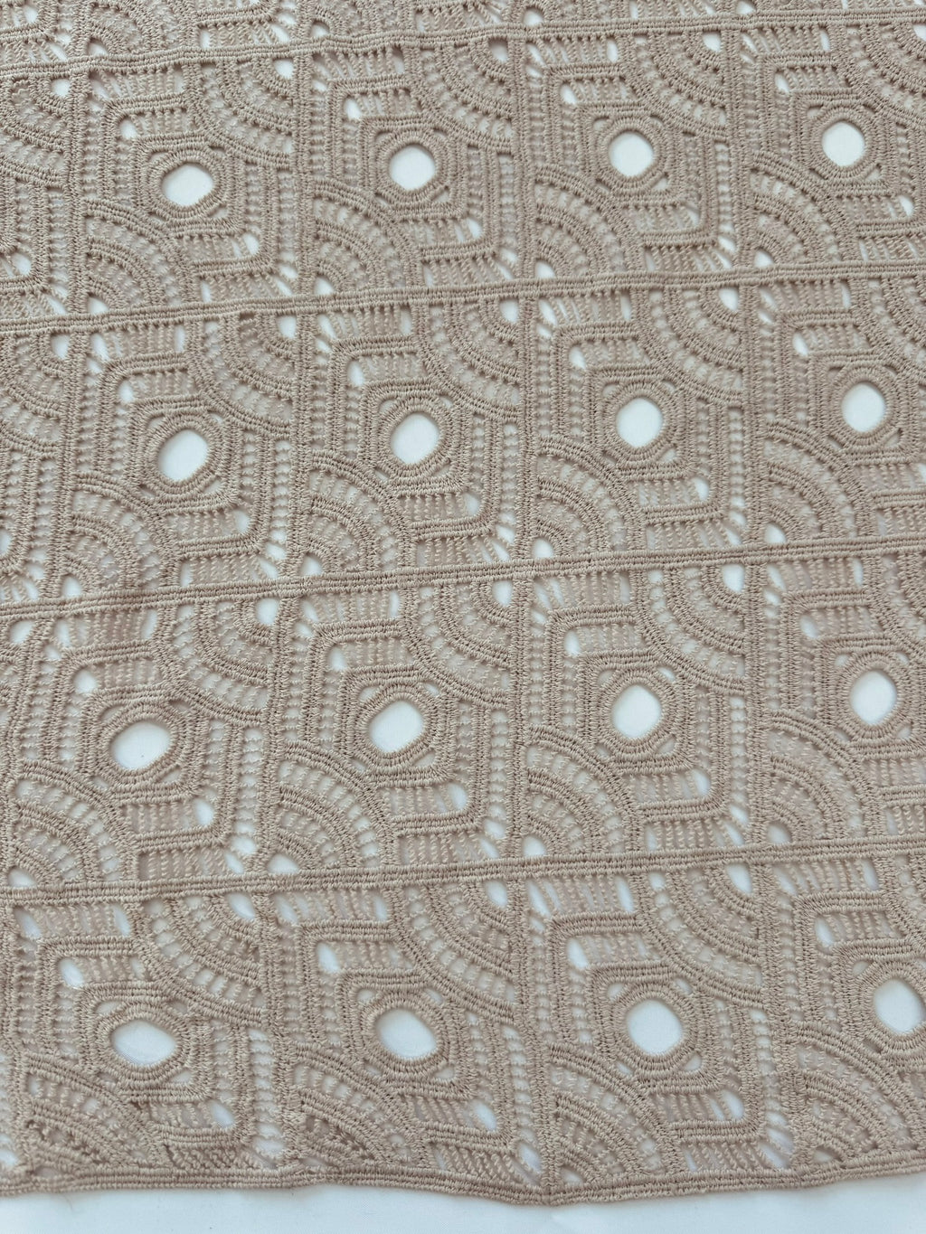 ML117 TAUPE Geometric Lace Guipiure / Chemical Lace Embroidery