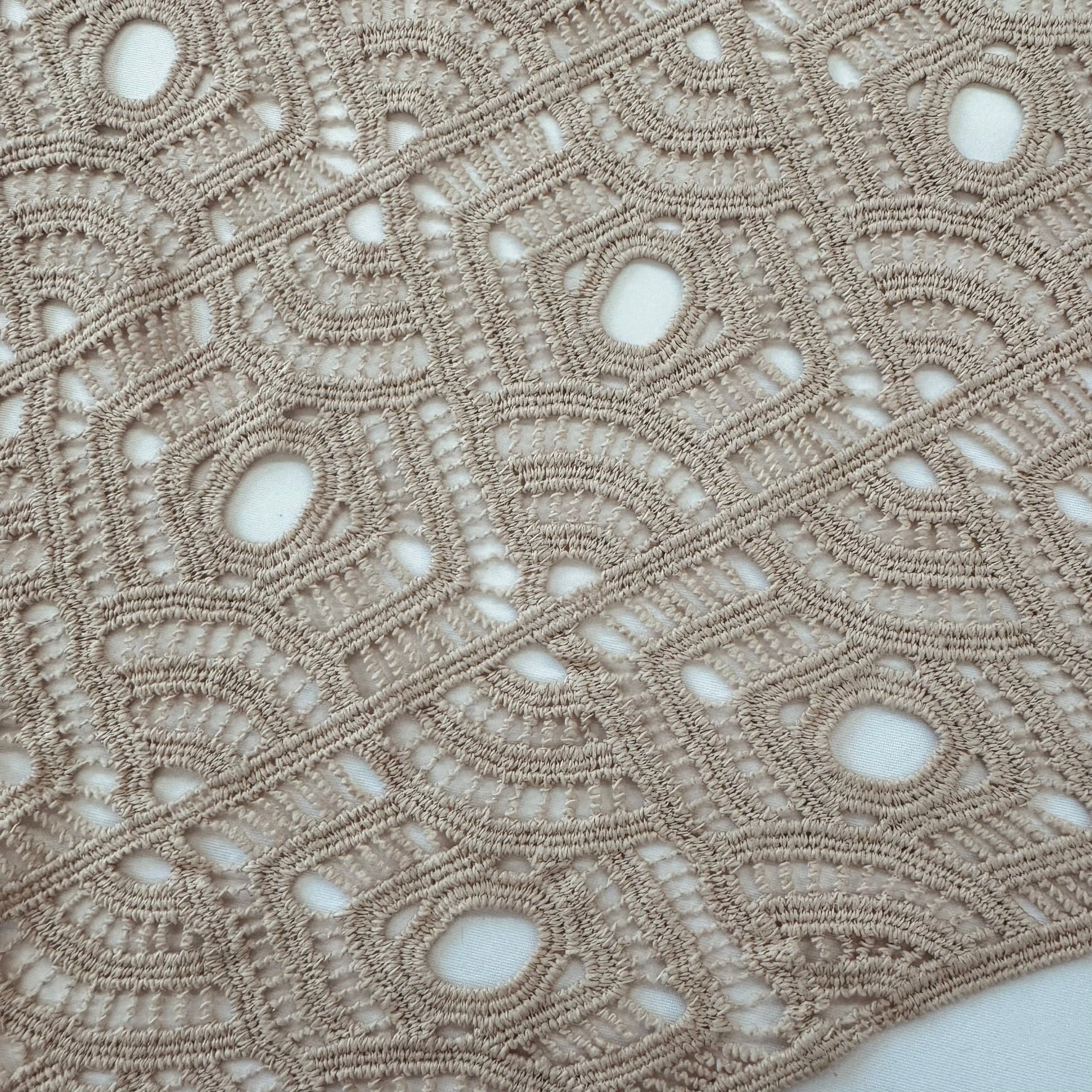 ML117 TAUPE Geometric Lace Guipiure / Chemical Lace Embroidery