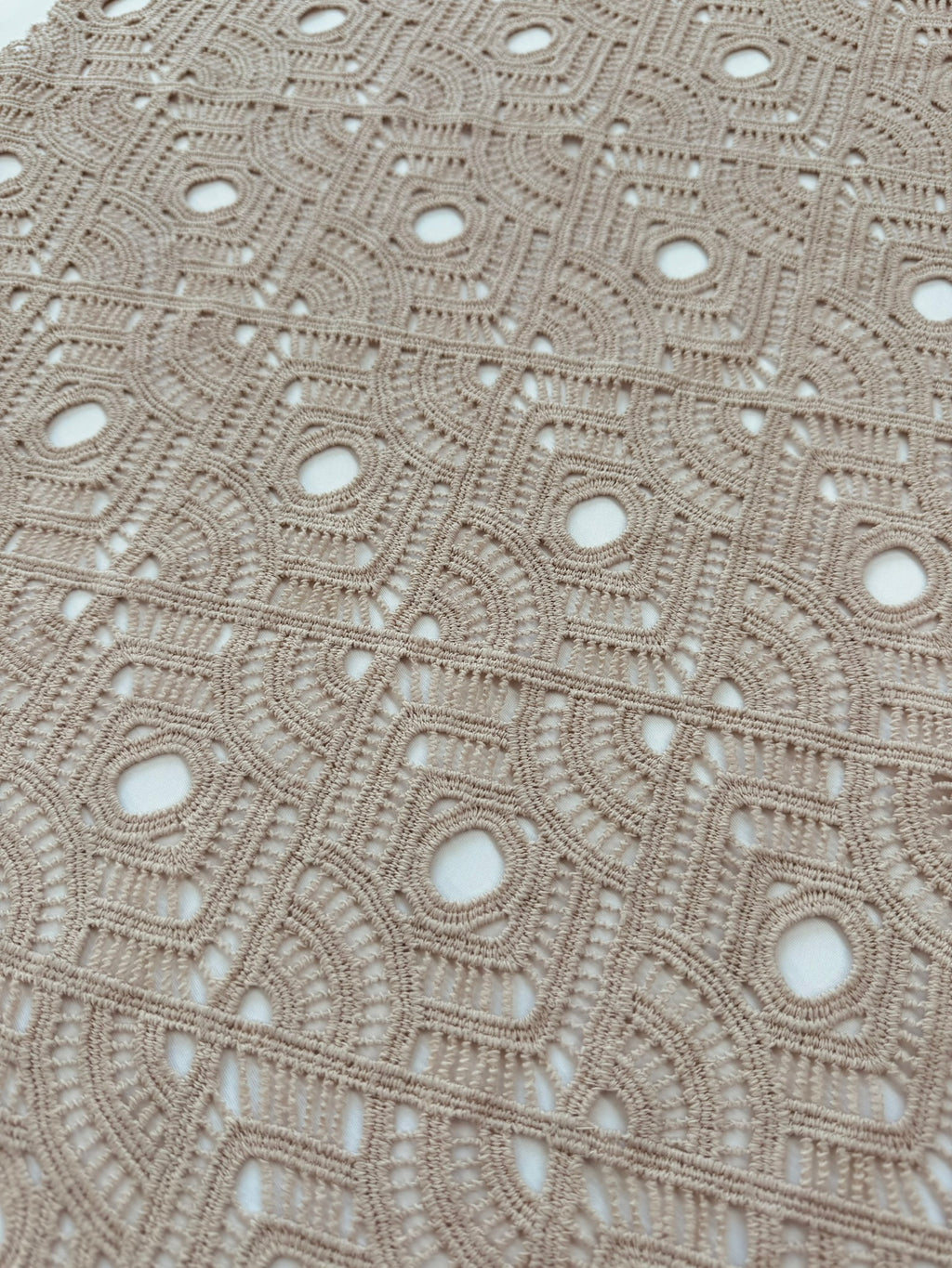 ML117 TAUPE Geometric Lace Guipiure / Chemical Lace Embroidery