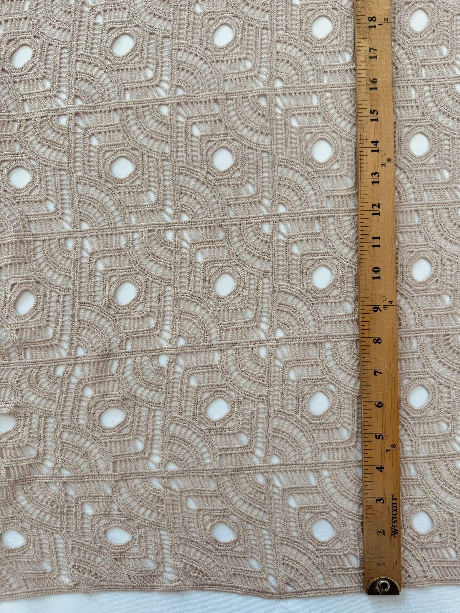 ML117 TAUPE Geometric Lace Guipiure / Chemical Lace Embroidery