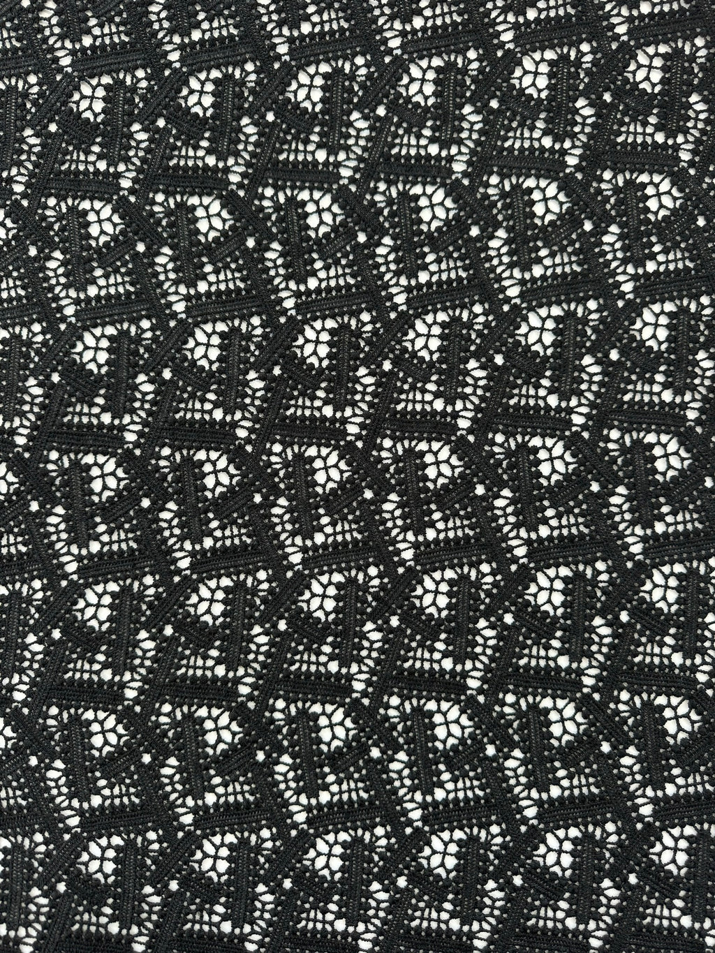 ML115 BLACK Geometric Lace Guipiure / Chemical Lace Embroidery