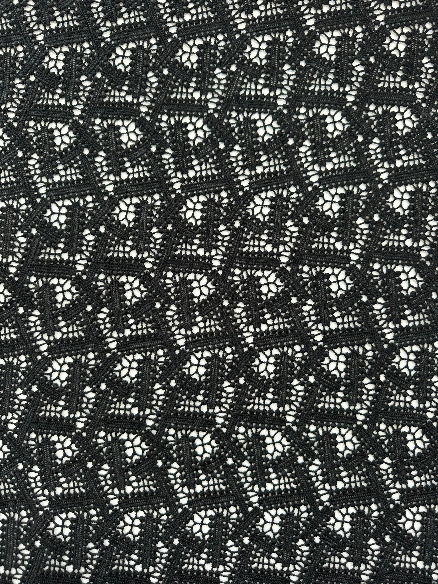 ML115 BLACK Geometric Lace Guipiure / Chemical Lace Embroidery