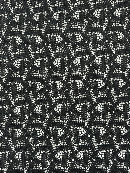 ML115 BLACK Geometric Lace Guipiure / Chemical Lace Embroidery