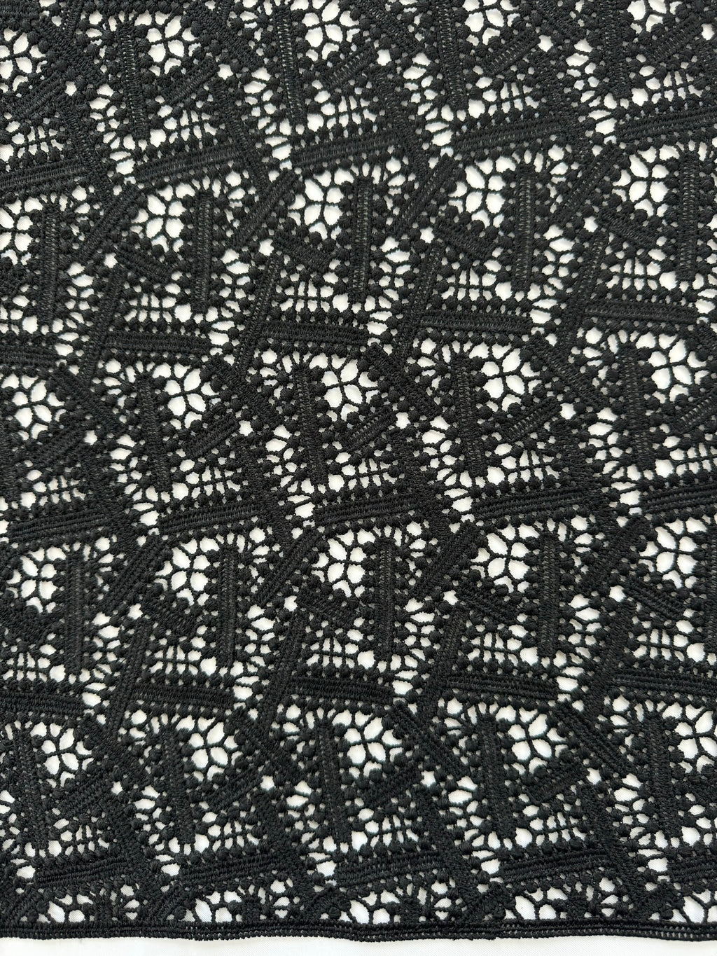 ML115 BLACK Geometric Lace Guipiure / Chemical Lace Embroidery