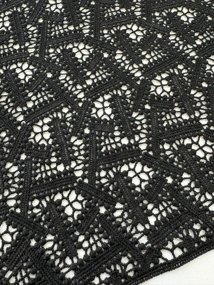 ML115 BLACK Geometric Lace Guipiure / Chemical Lace Embroidery