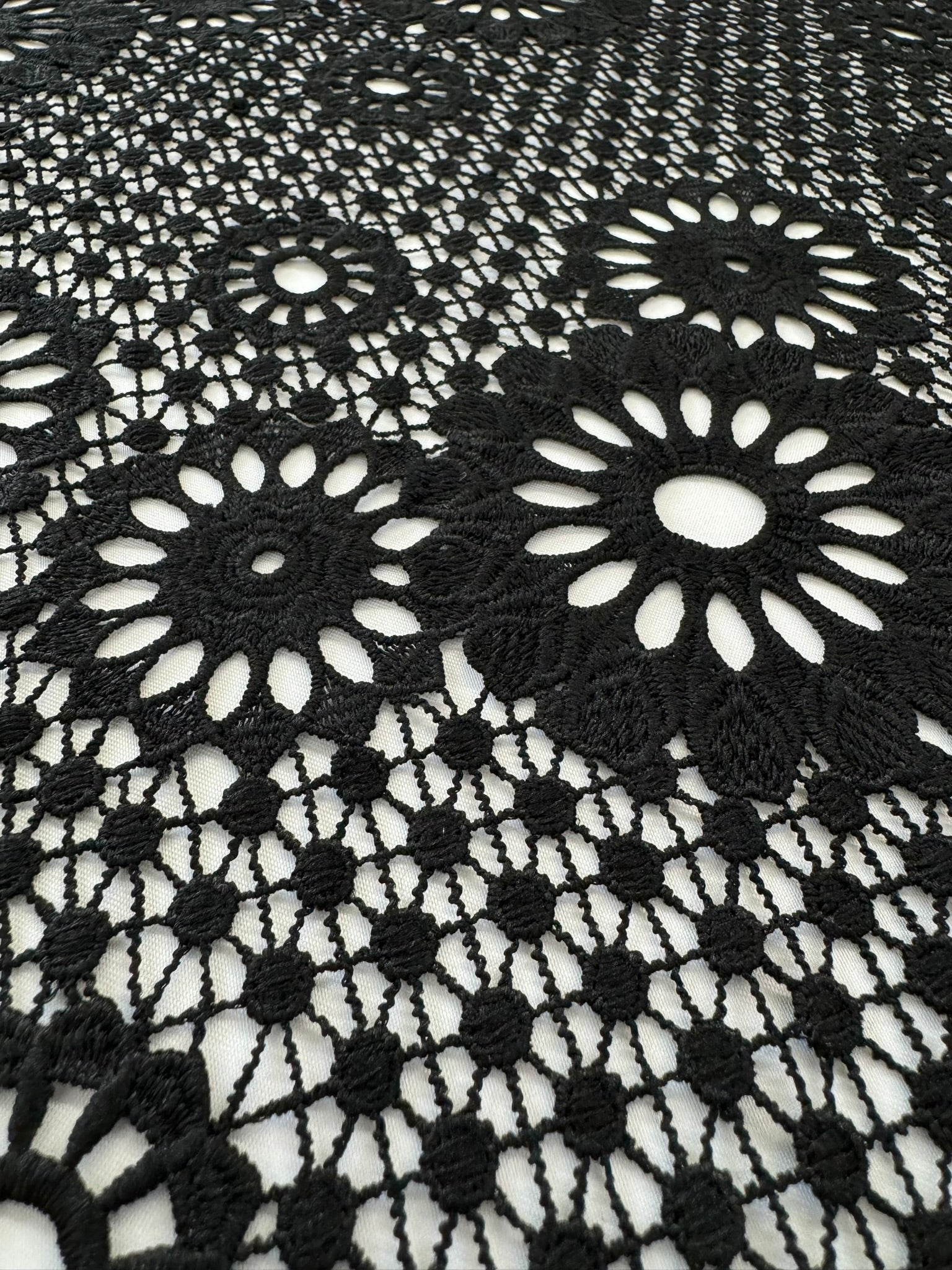 ML113 BLACK Floral Lace Guipiure / Chemical Lace Embroidery