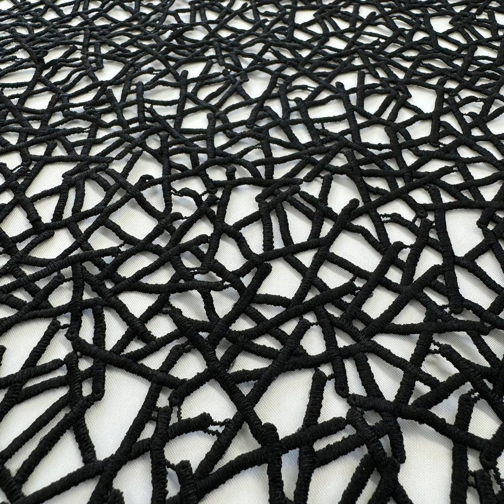 ML112 BLACK Abstract Lace Guipiure / Chemical Lace Embroidery