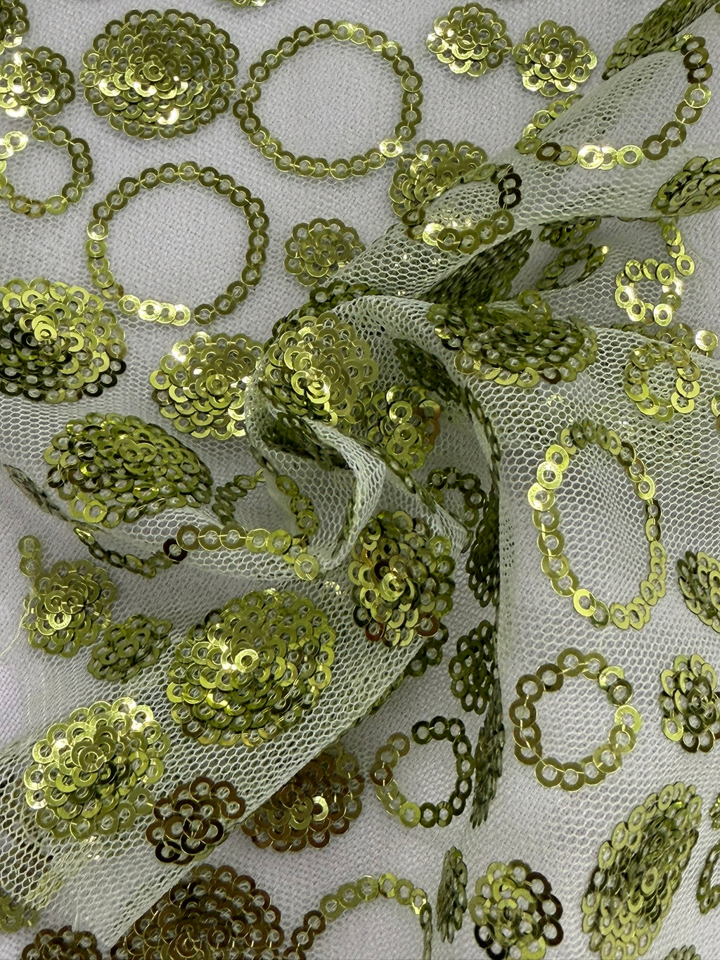 ML60 Sequin Lace Fabric – Circle Allover Sparkle Embroidered Mesh