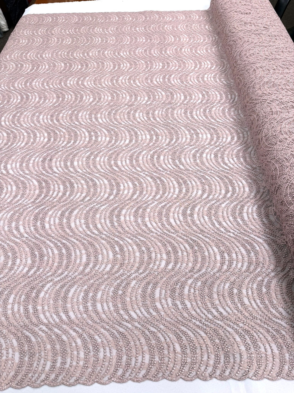 ML162 Embroidered Swirl Lace Fabric