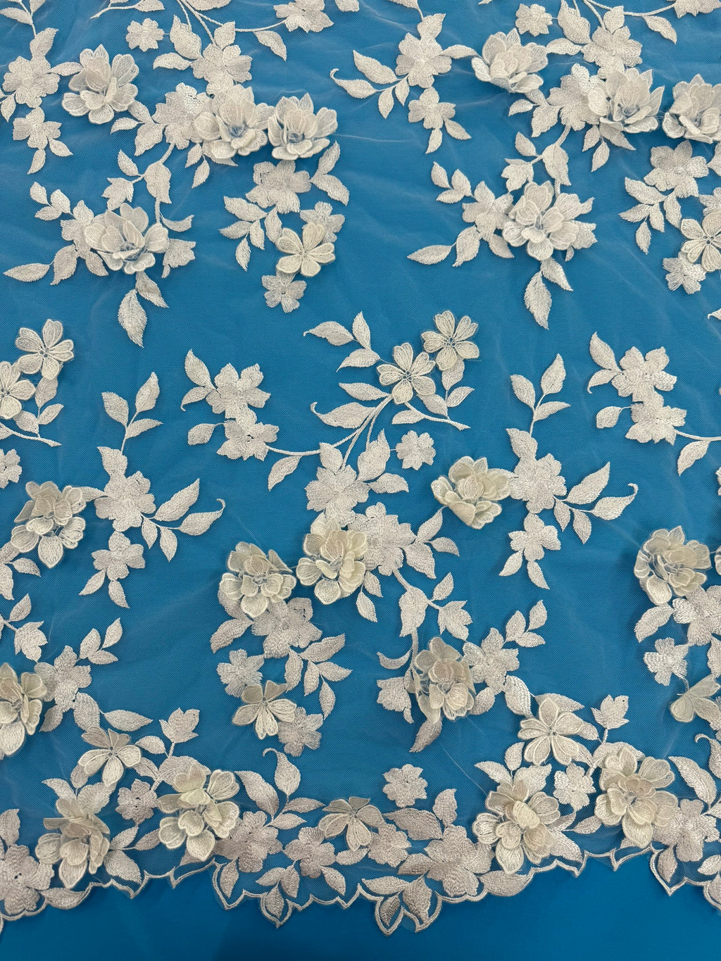 ML184- 3D Lace Fabric by Yard – 52" Mesh for Bridal Gowns, Tablecloth, Party Decor