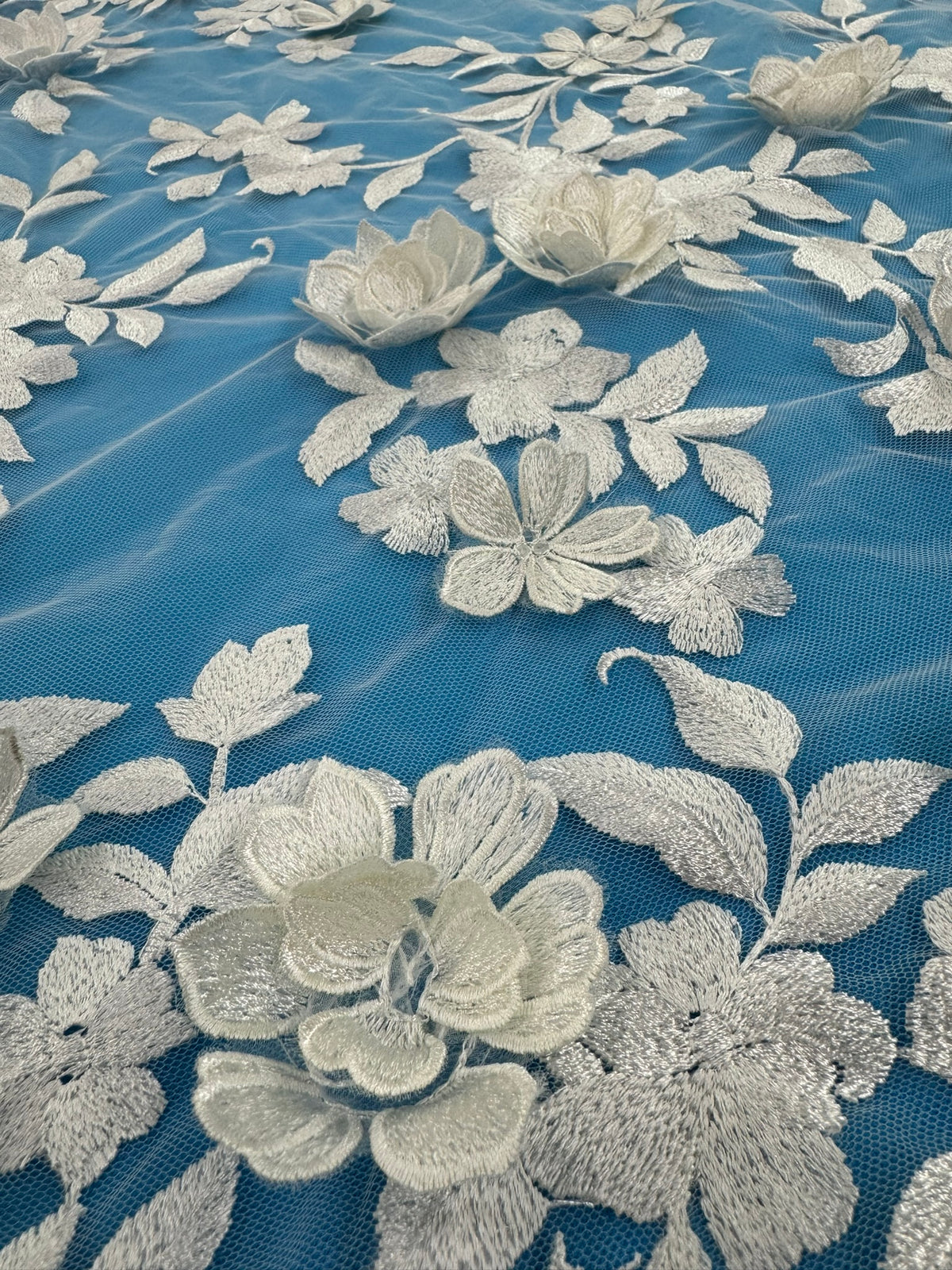 ML184- 3D Lace Fabric by Yard – 52" Mesh for Bridal Gowns, Tablecloth, Party Decor