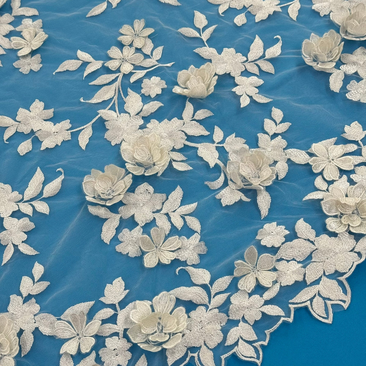 ML184- 3D Lace Fabric by Yard – 52" Mesh for Bridal Gowns, Tablecloth, Party Decor