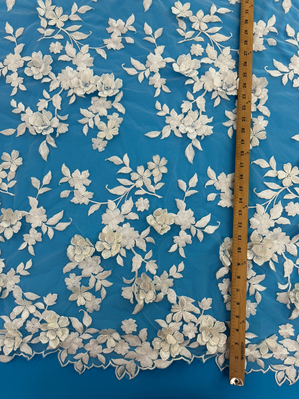 ML184- 3D Lace Fabric by Yard – 52" Mesh for Bridal Gowns, Tablecloth, Party Decor