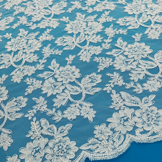 ML126 WHITE Corded Alencon Lace