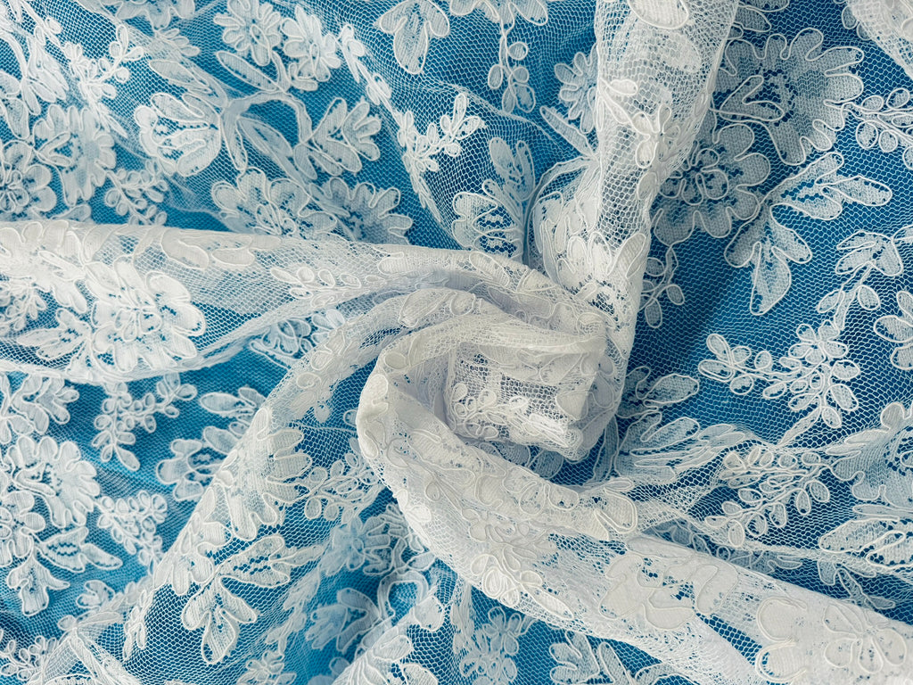 ML126 WHITE Corded Alencon Lace
