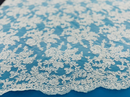 ML130 WHITE Corded Alencon Lace