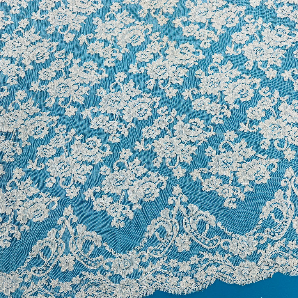 ML129 WHITE Corded Alencon Lace