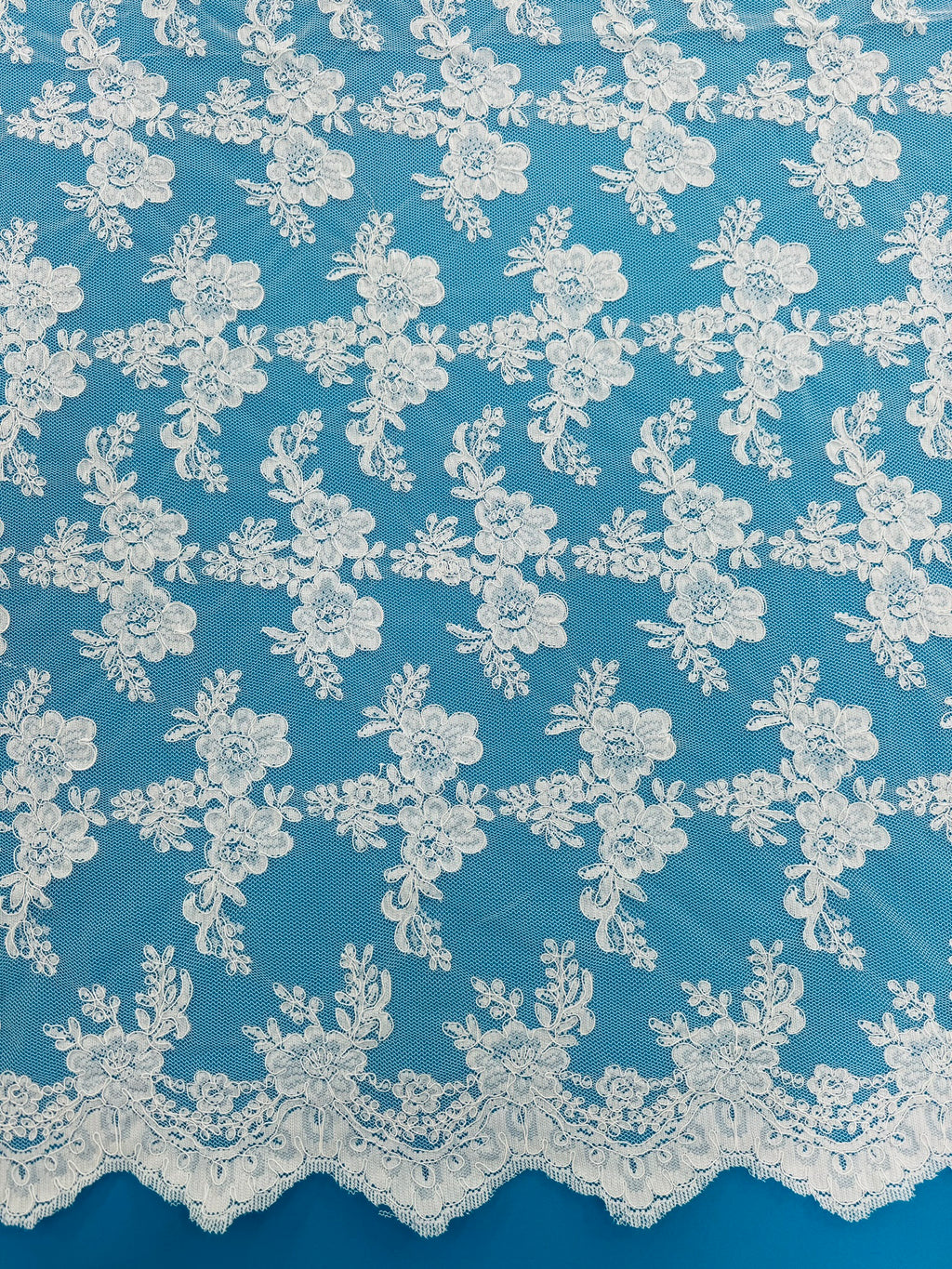 ML127 WHITE Corded Alencon Lace