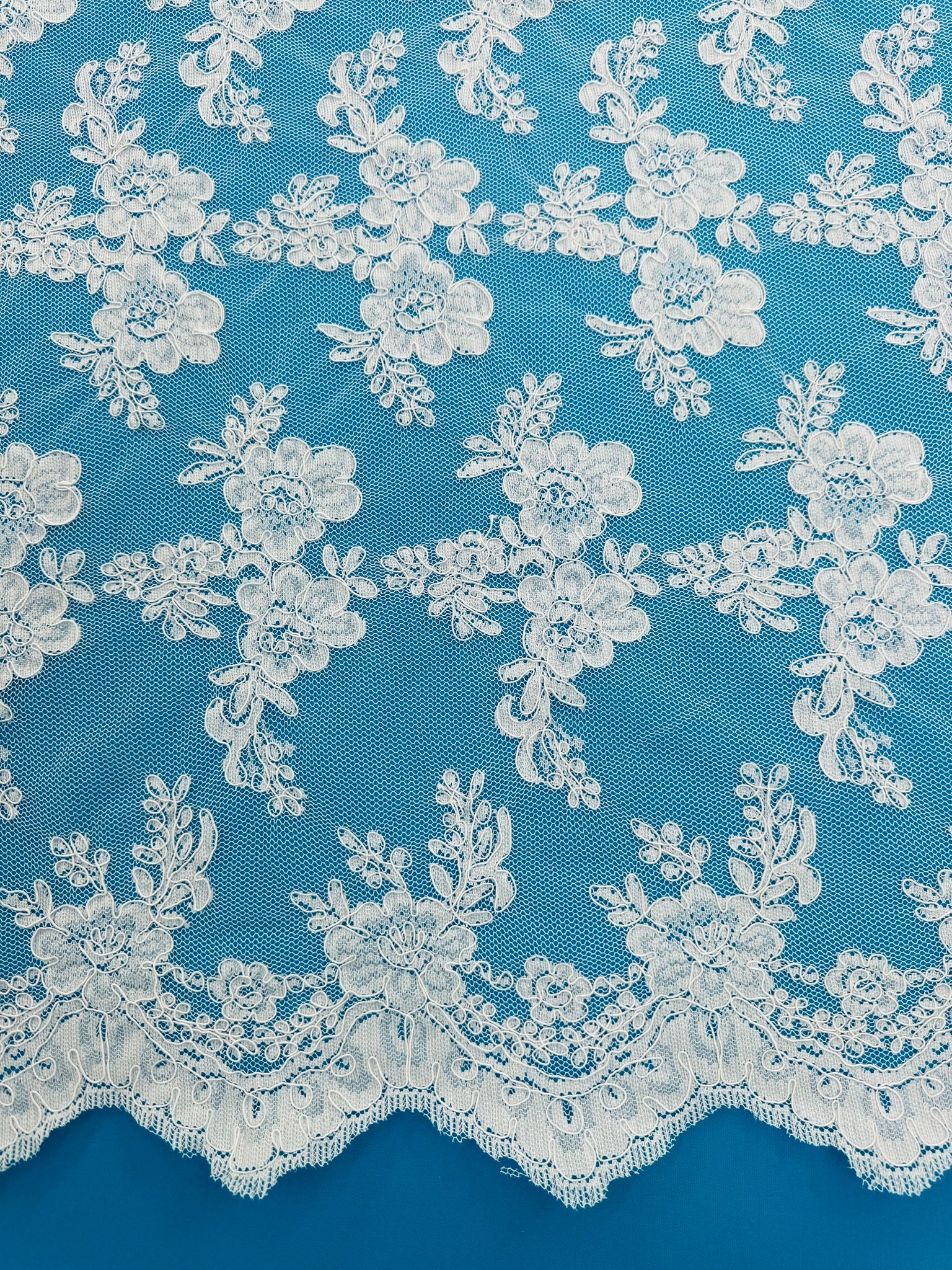 ML127 WHITE Corded Alencon Lace