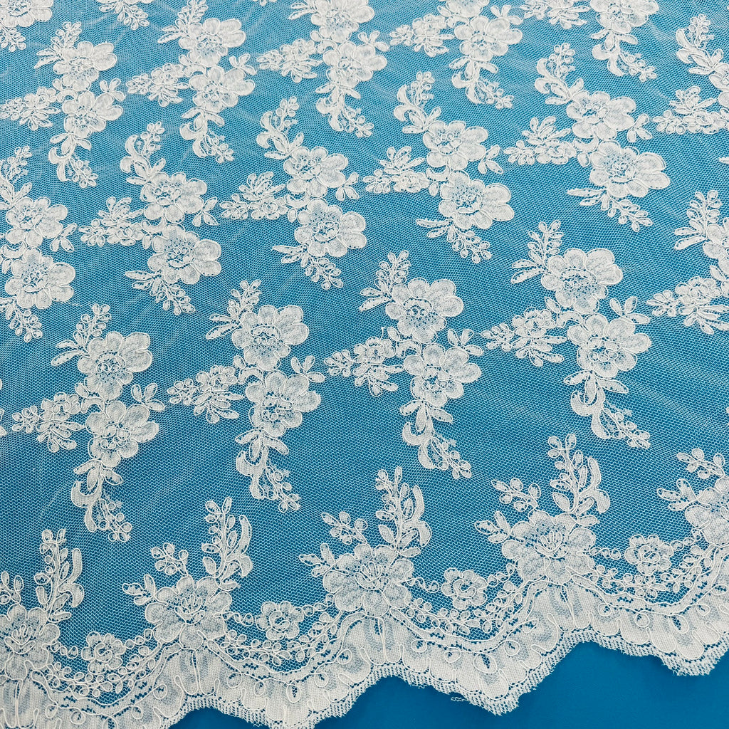 ML127 WHITE Corded Alencon Lace