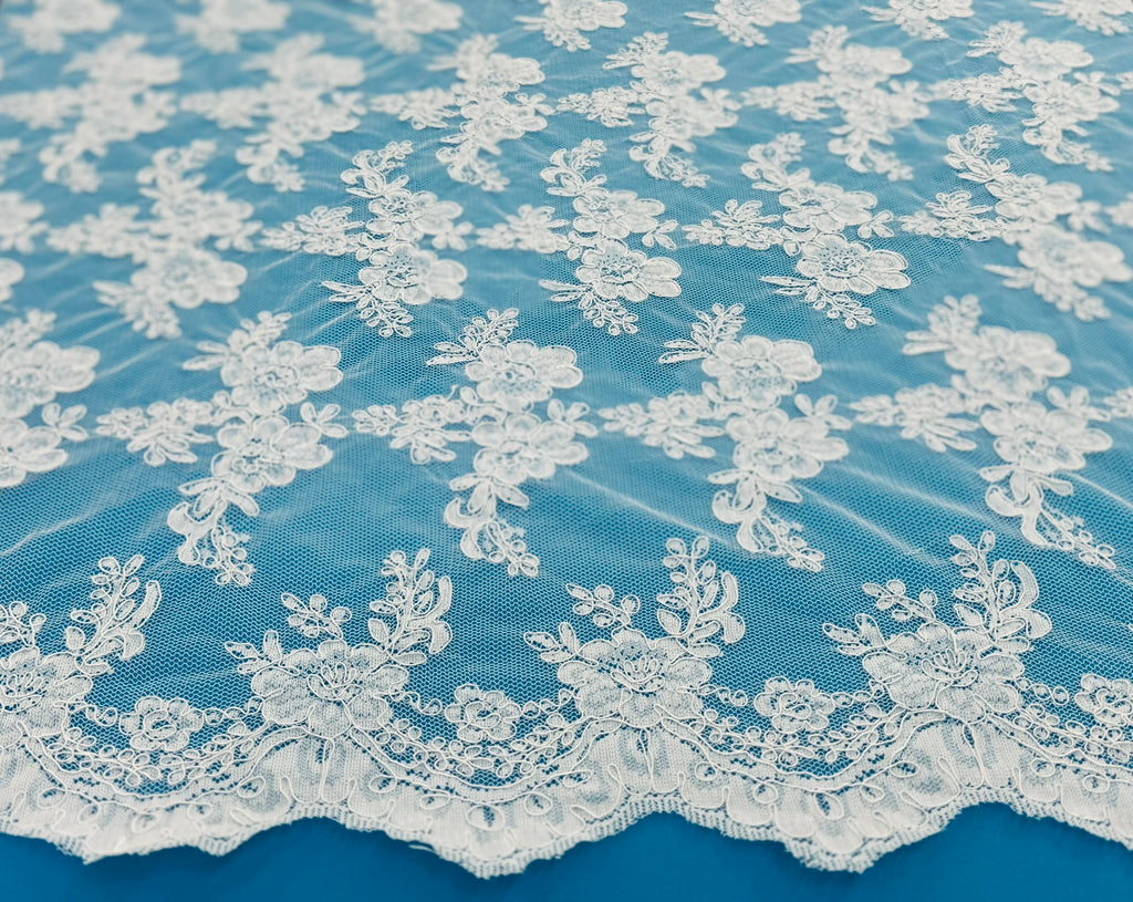 ML127 WHITE Corded Alencon Lace