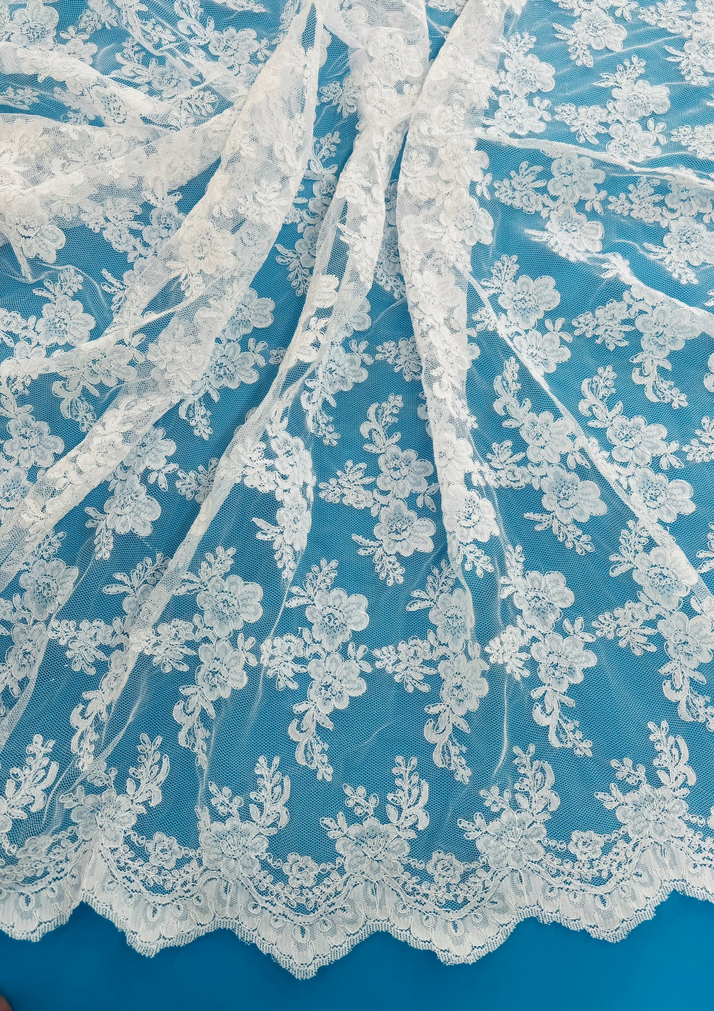 ML127 WHITE Corded Alencon Lace