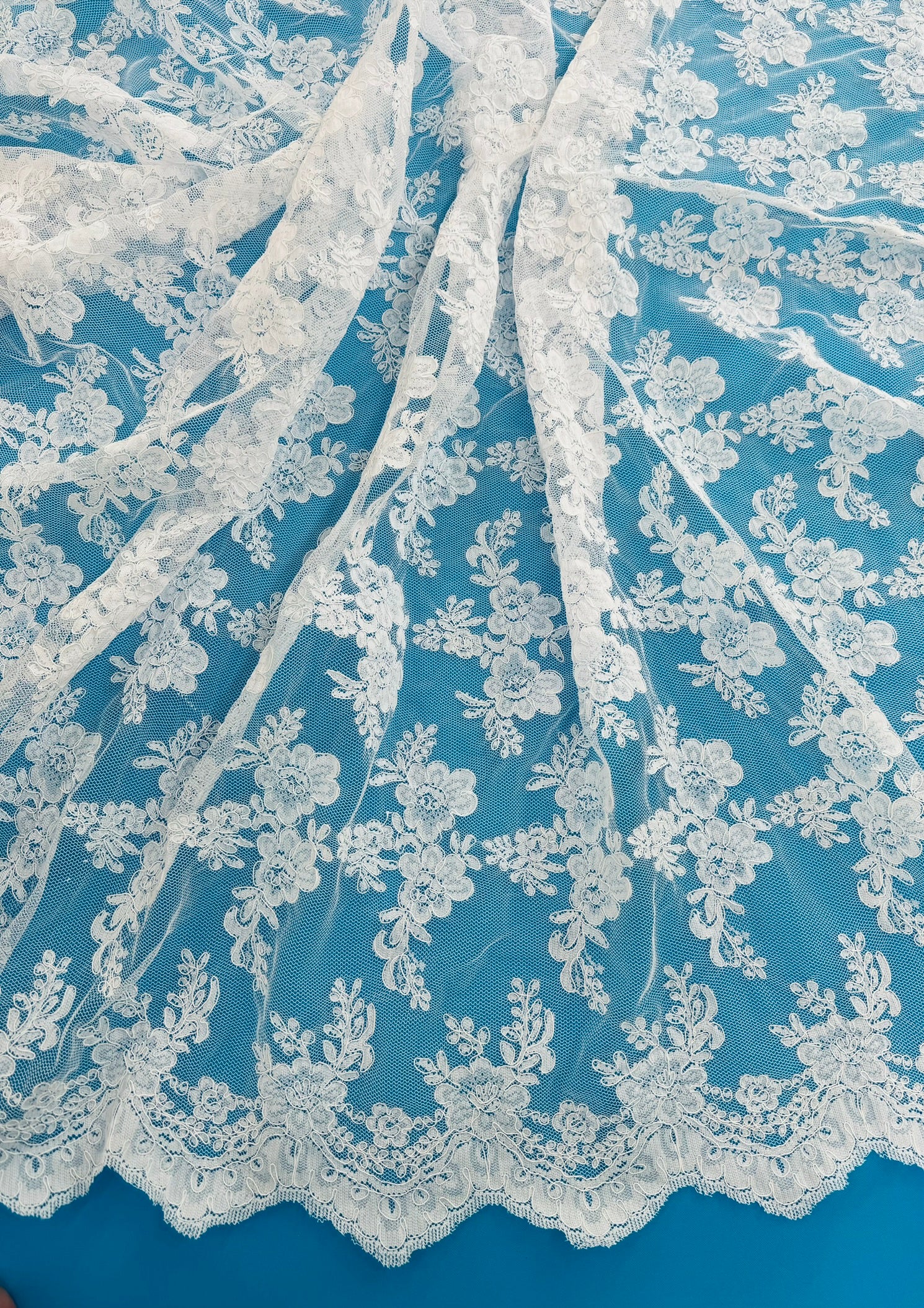 ML127 WHITE Corded Alencon Lace