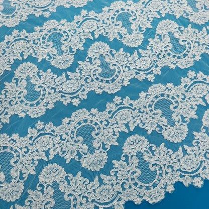 ML133 WHITE Corded Alencon Lace Trim