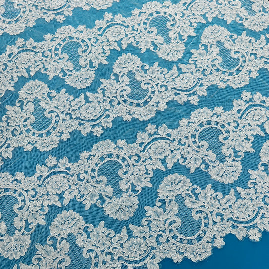 ML133 WHITE Corded Alencon Lace Trim