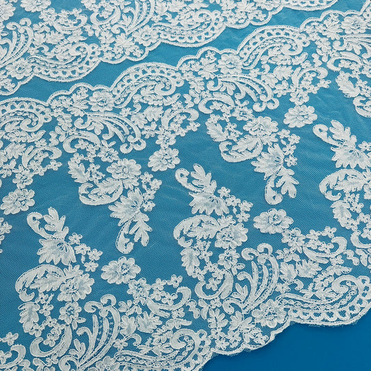 ML132 WHITE Corded Alencon Lace Trim