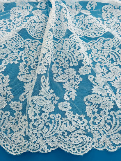 ML132 WHITE Corded Alencon Lace Trim