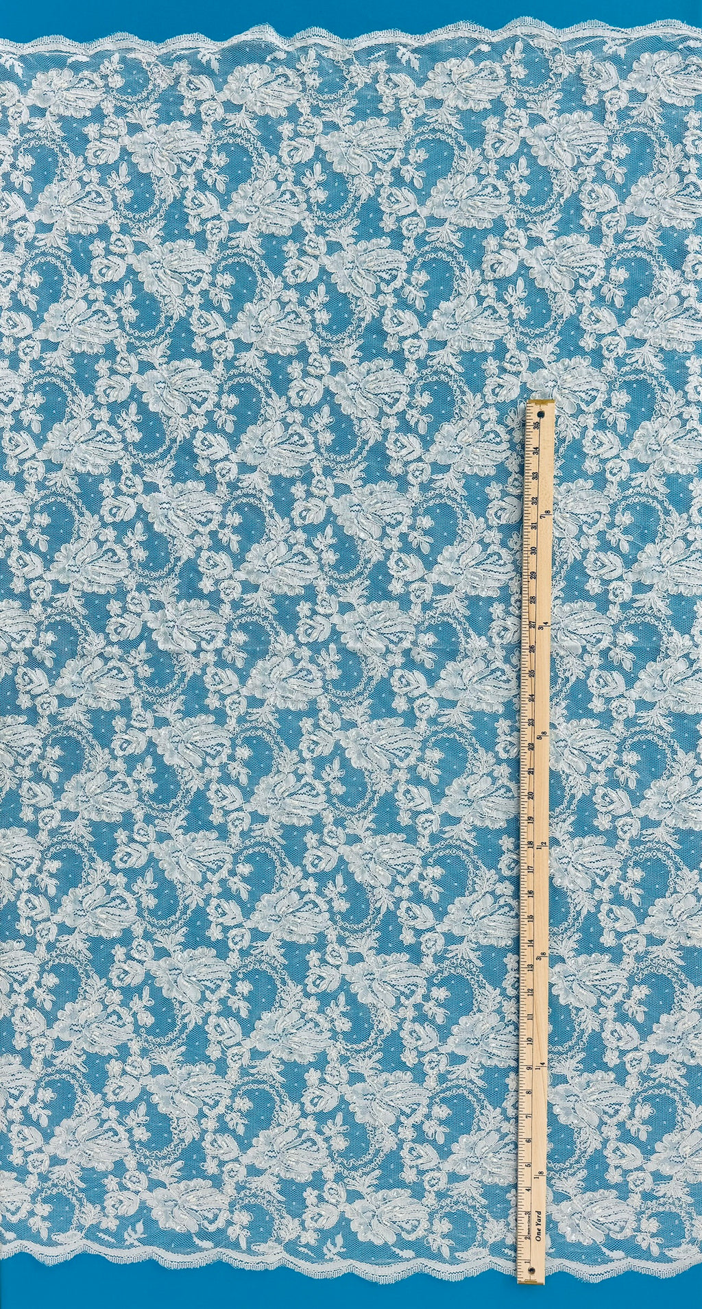 ML134 WHITE Beaded and Corded Alencon Lace