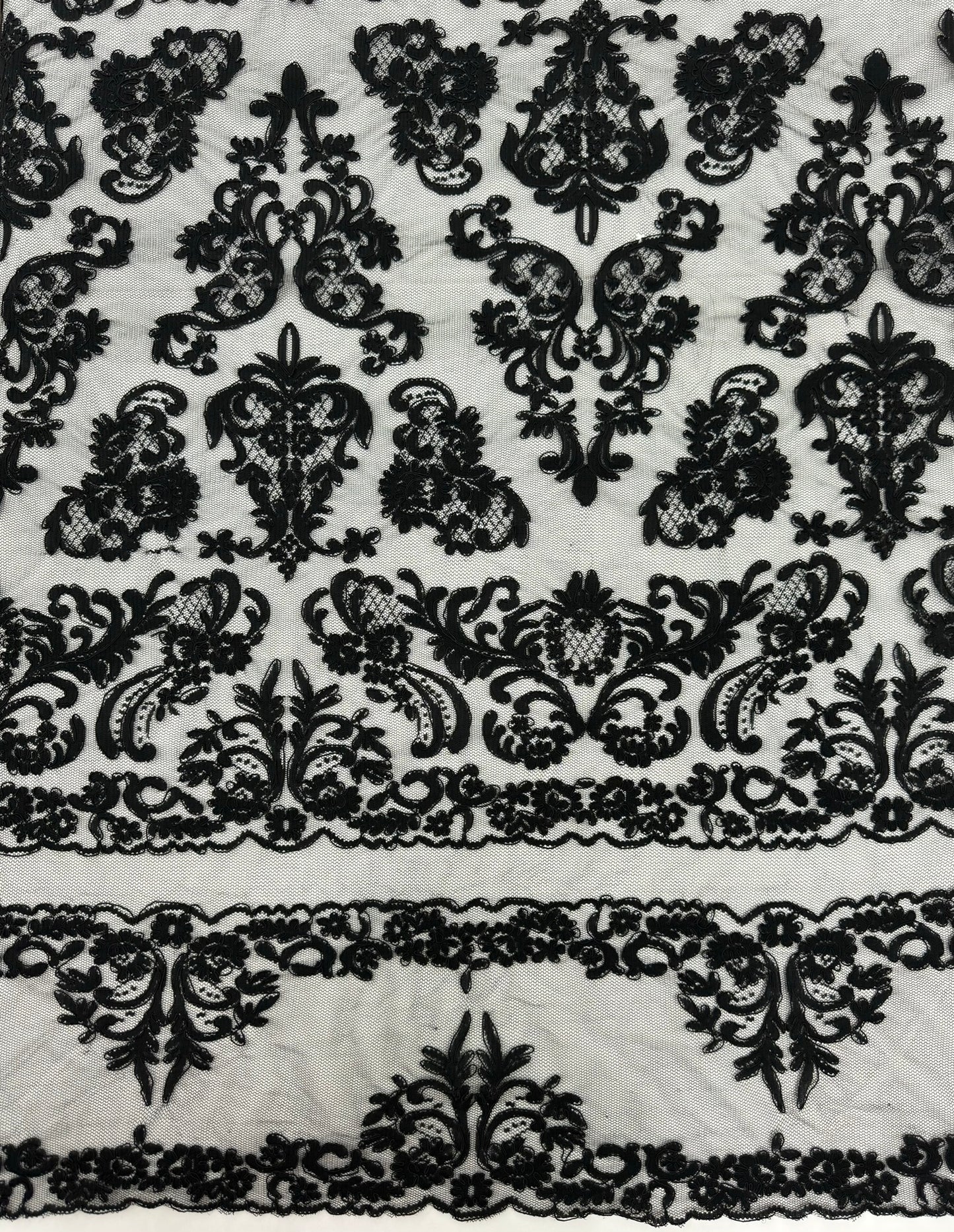 ML131 BLACK Corded Alencon Lace