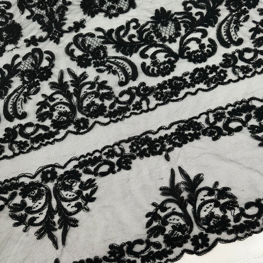 ML131 BLACK Corded Alencon Lace