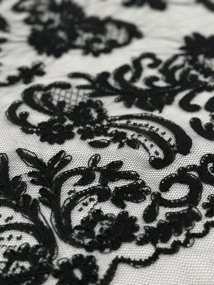 ML131 BLACK Corded Alencon Lace