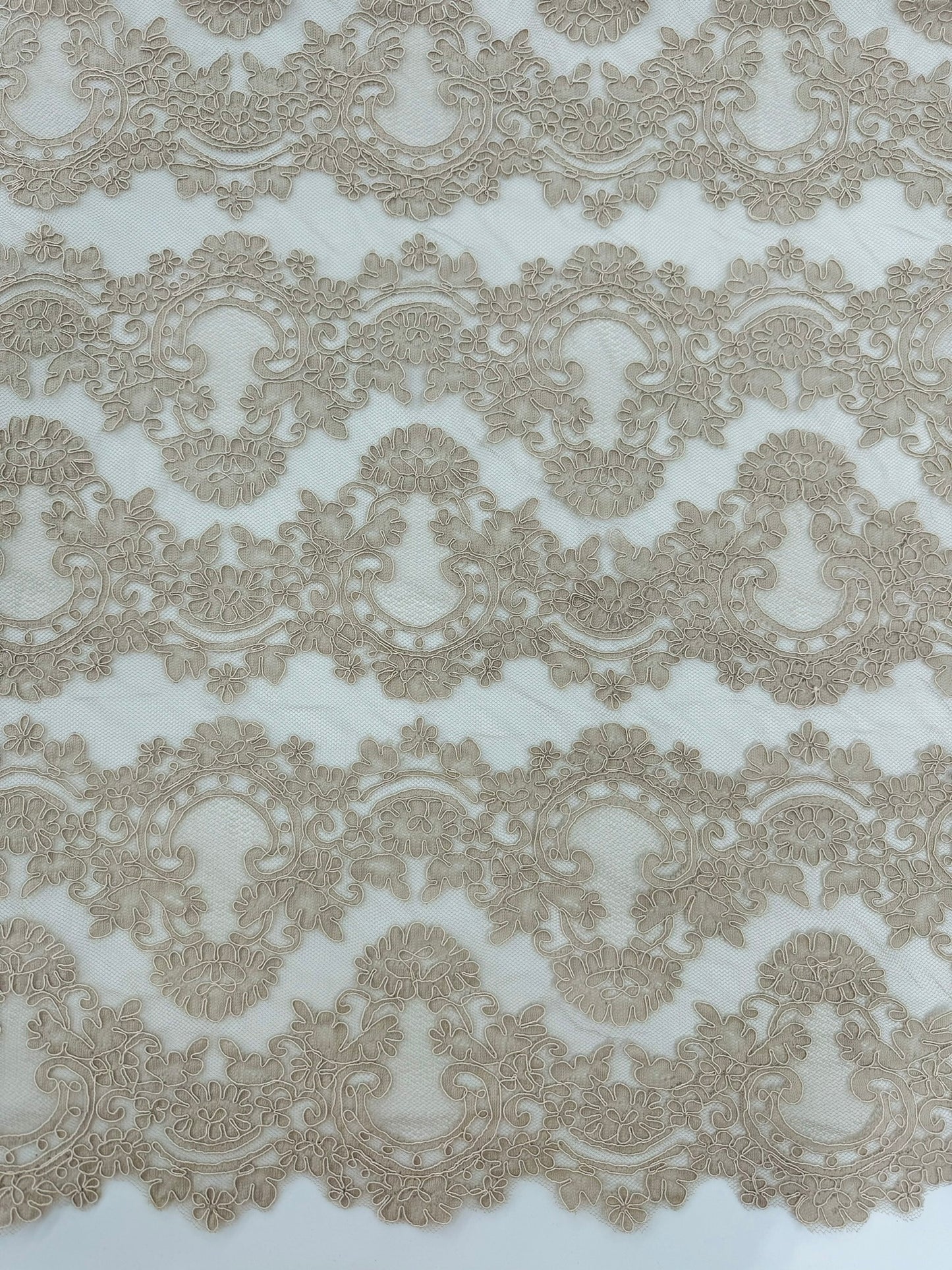 ML133 TAUPE Corded Alencon Lace Trim