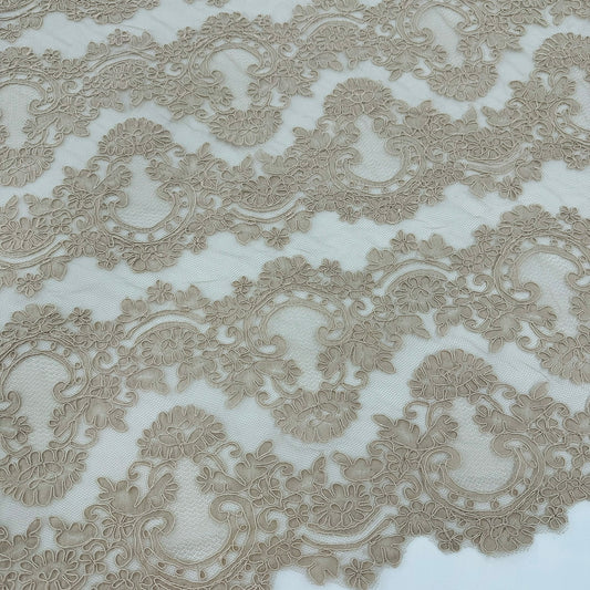 ML133 TAUPE Corded Alencon Lace Trim