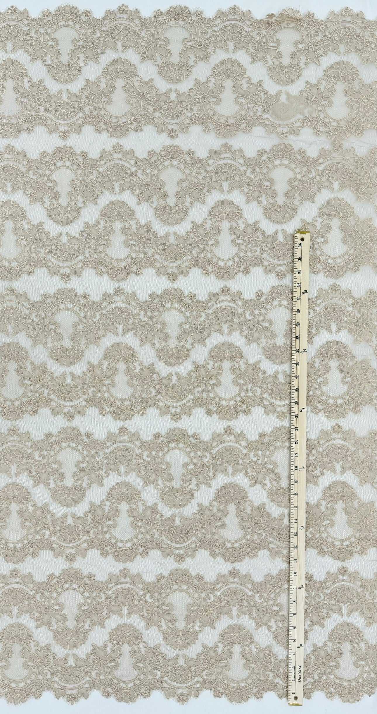 ML133 TAUPE Corded Alencon Lace Trim