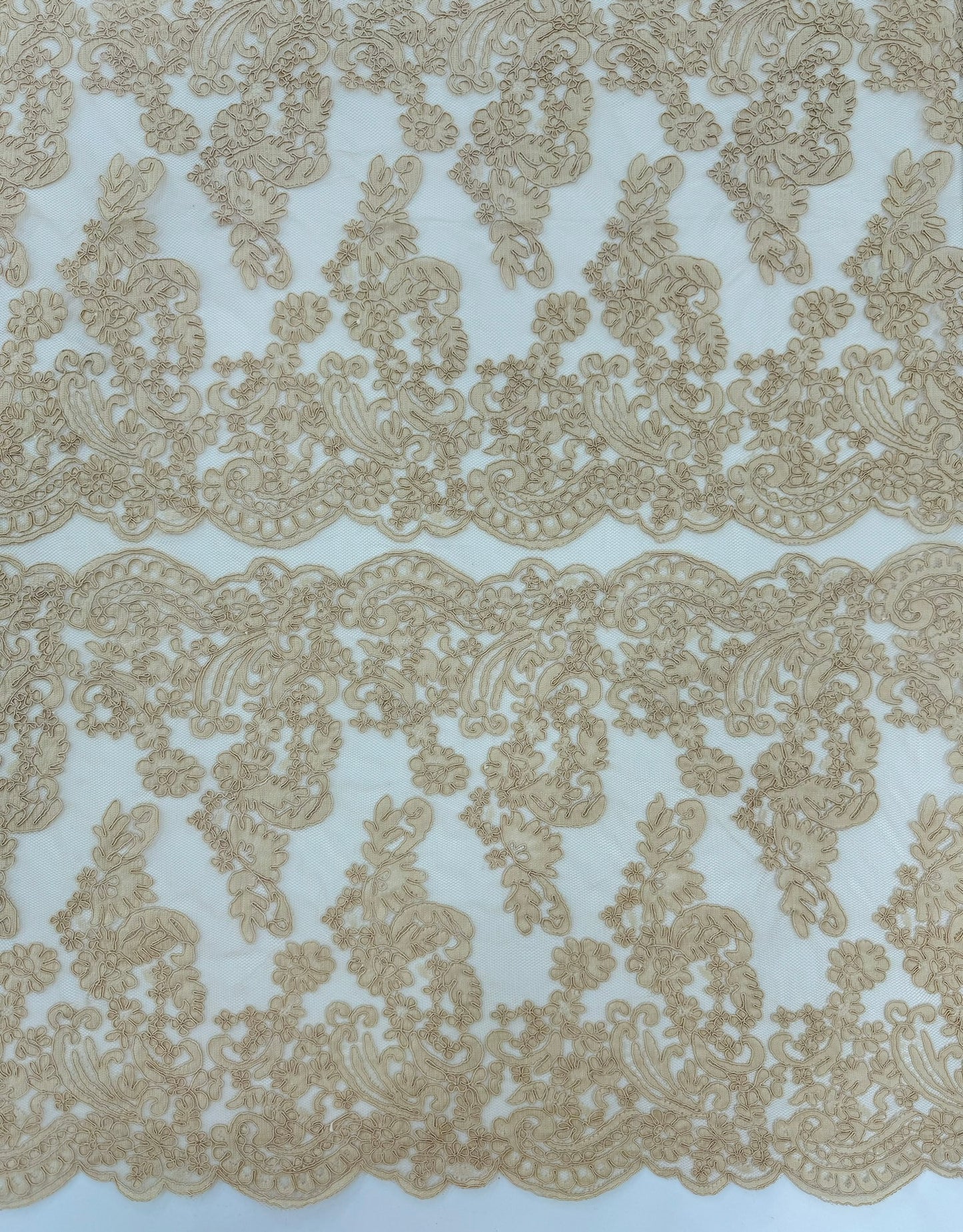 ML132 TAUPE Corded Alencon Lace Trim