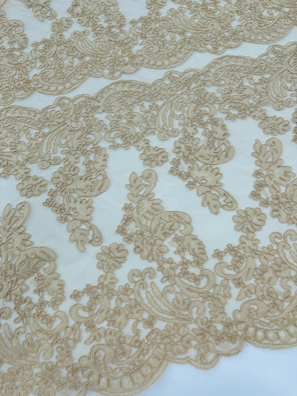 ML132 TAUPE Corded Alencon Lace Trim